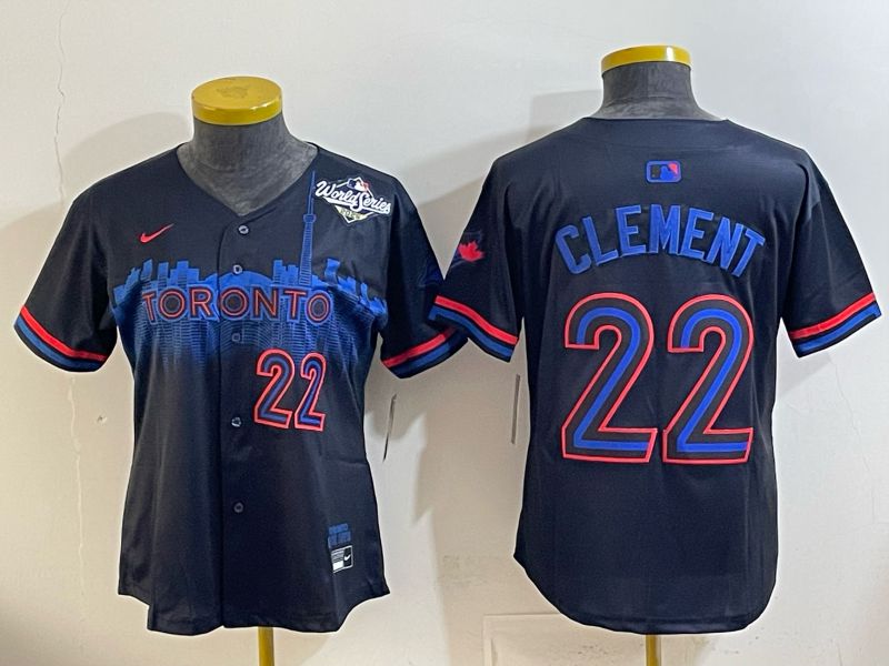 Women 2025 Nike Toronto Blue Jays #22 Clement black Game MLB Jersey 08